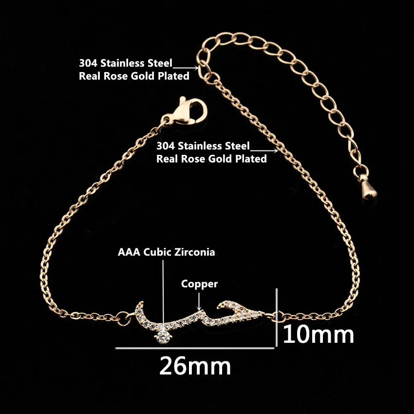 Cubic Zirconia Bracelet Jewelry Arabic Love Islamic Crystal Friendship For Women