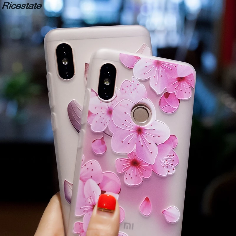 Милый чехол с цветами для Xiaomi Redmi Note 5 6 7 8 9 Pro Plus 6A 7A 8A Mi A1 A2 Lite рельефные Силиконовые