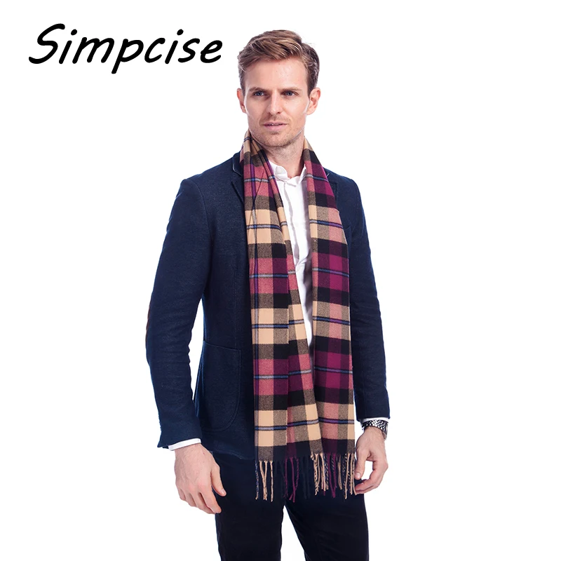

[Simpcise] Plaid men scarf winter fashion scarves scarf soft warm Pashimina cashmere Tartan scarves A3A17523