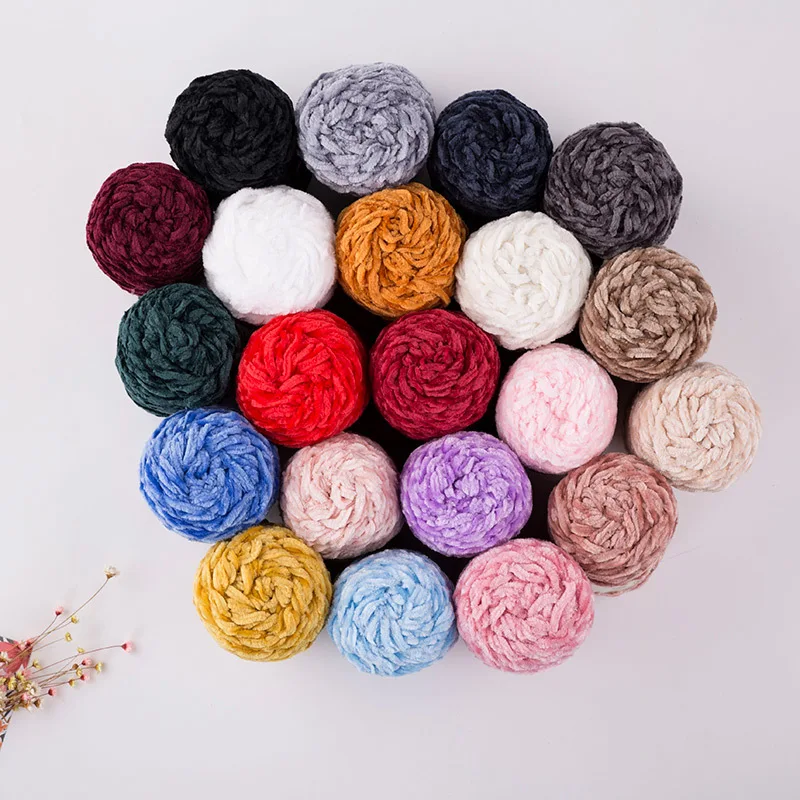 100g/ball DIY Soft Chenille Yarn Polyester Winter Warmth Pleuche Cashmere Yarn Baby Wool Thread Hand Knitting Crochet JK498