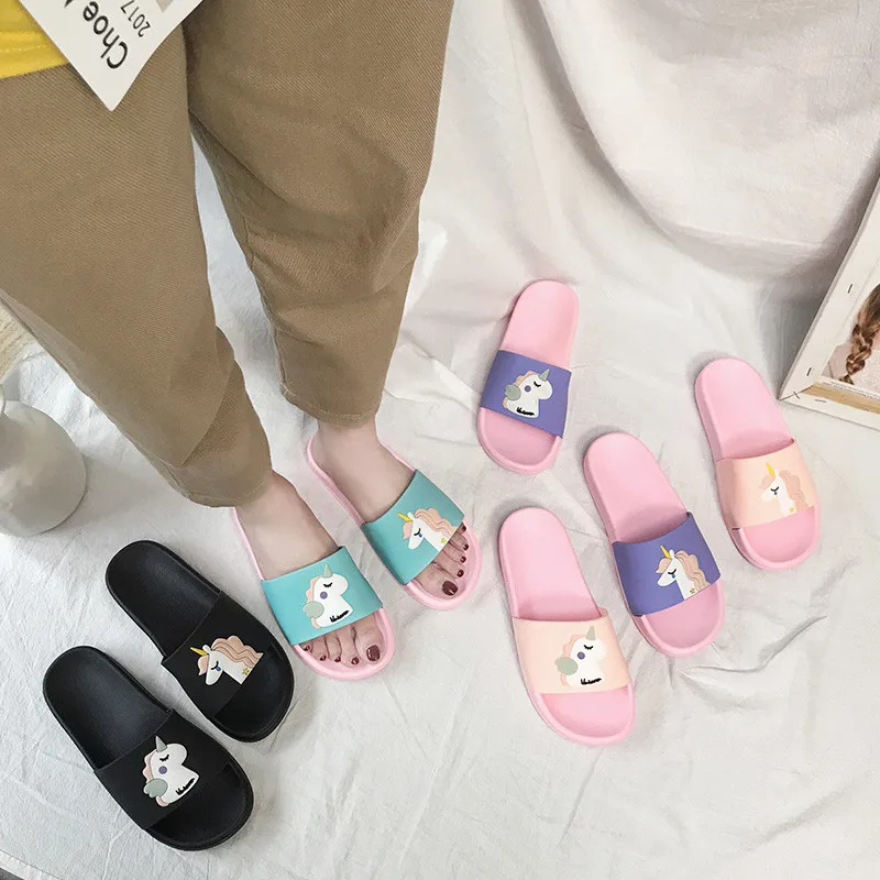 Шлепанцы женские шлепанцы на платформе с рисунком единорога пляжная