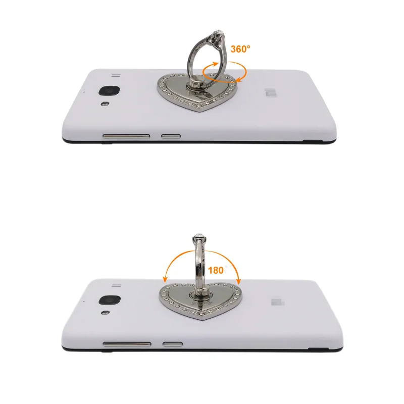 Finger Ring Phone Stand Holder Heart Metal Stand Back Sticker Mount for iPhone Samsung Xiaomi All Smartphones Tablets Support