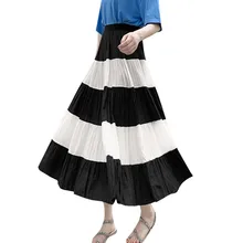 Женская юбка юбки faldas jupe femme shein saia Женские летние модные юбки Повседневные полосатые юбки с эластичной складкой пляжная юбка#50