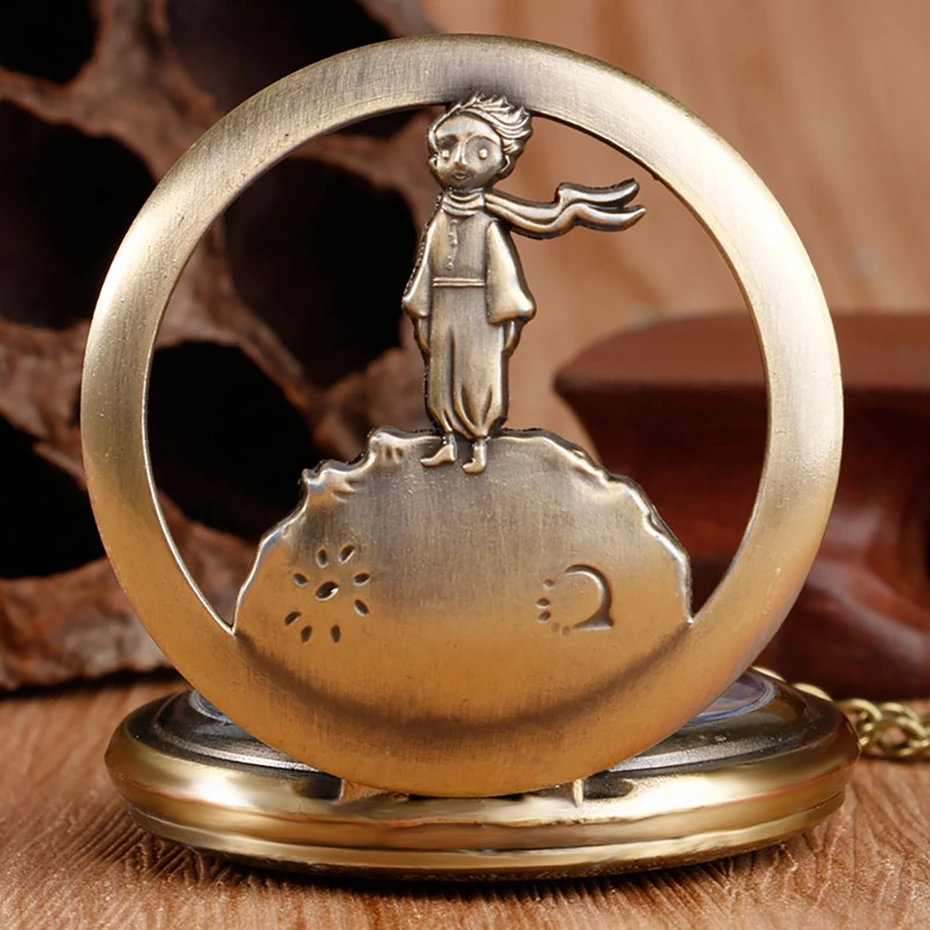 Hot Selling Classic The Little Prince Movie Planet Blue Bronze Vintage Quartz Pocket FOB Watch Popular Gifts for Boys Girls Kids 2019 2020 2021 2022 2023 2024 (5)