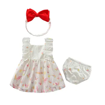 

baby girl clothing 3PCS set Floral Print sleeveless T-shirt Tops +Cute Short + Headband Summer baby girl clothes Newborn Outfits