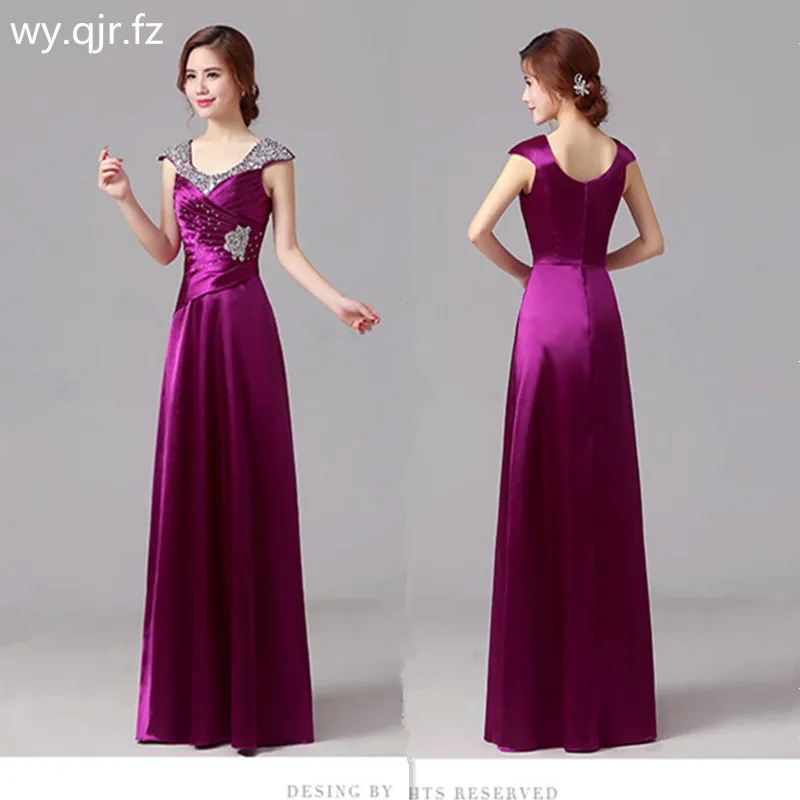 

JYHS007J#The new 2019 autumn fashion shoulders bride wedding toast dress purple wine red prom long Bridesmaid Dresses wholesale
