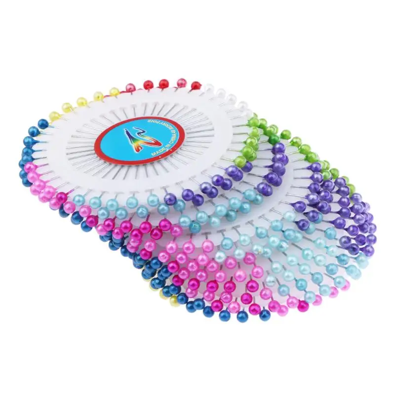 

480pcs Colorful 1.5inch Round Pearl Straight Head Pins Dressmaking Faux Pear Corsage Pin For DIY Clothing Sewing Tools