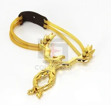 Powerful Creative Gold Metal Slingshot Shot Brace Catapult With Rubber Band For Hunting Sports Practice Outdoor Entertainment