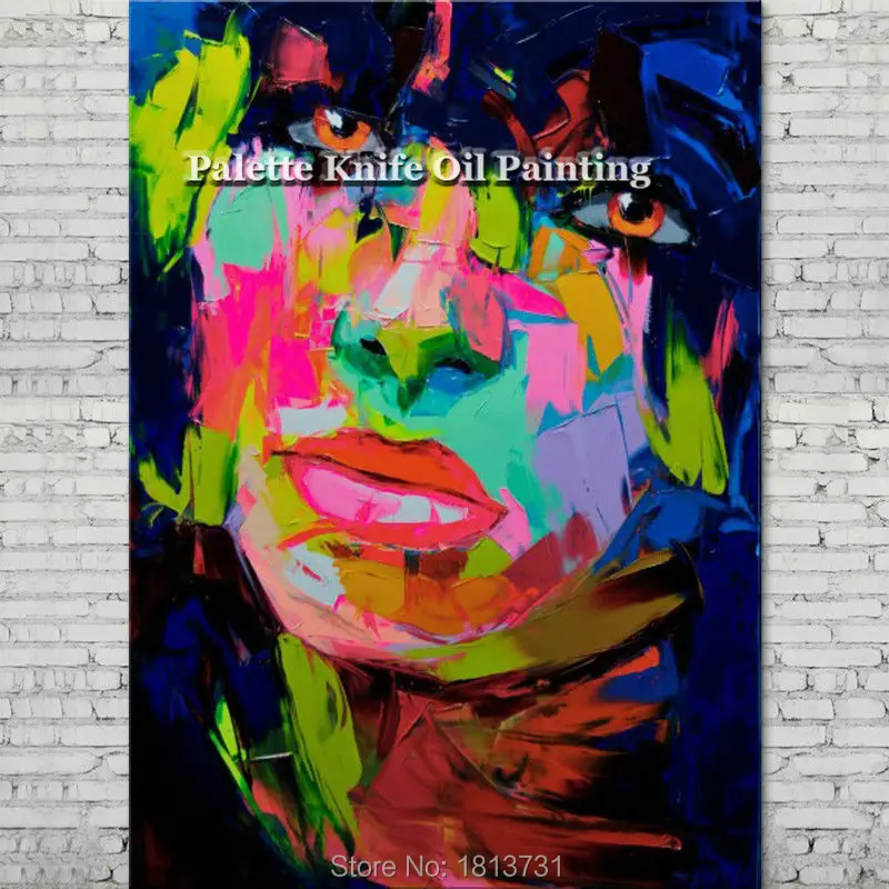 

Hand painted Francoise Nielly Palette knife portrait Face Oil painting Character figure canva wall Art picture 13-32