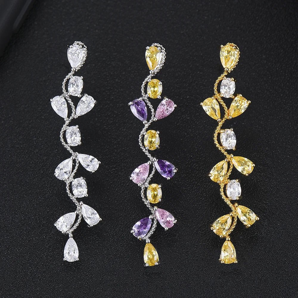 

GODKI Trendy Luxury Leaves Dangle Earrings For Women Wedding Cubic Zircon Crystal CZ Dubai Bridal Earrings Fashion Jewelry 2019