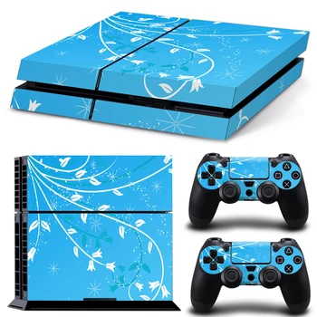 

free drop shipping blue beautiful painting flower design skin for PS4 skin sticker decals covers #TN-P4-1627