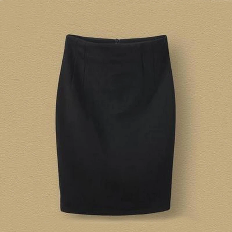 Женская юбка-карандаш,, эластичная, высокая талия, тонкая, бедра, красная, черная, официальная, Saias Feminino, для девушек, OL, офисная, облегающая, юбки размера плюс - Цвет: Черный