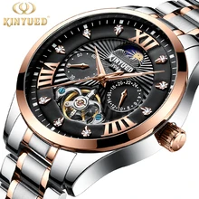 KINYUED Men Sport Automatic Mechanical Watch Waterproof Luxury Brand Tourbillon Stainless Steel Mens Watches Relogio Masculino hot brand ouyawei mens luxury tourbillon auto mechanical wrist watches stainless steel business mens watches relogio masculino