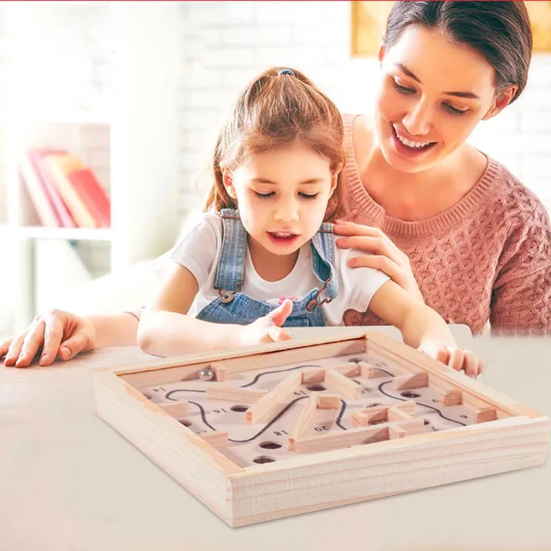 

12*2.5cm Mini Wooden Labyrinth Board Game Ball In Maze Puzzle Handcrafted Toys Children Educational Toys Antistress