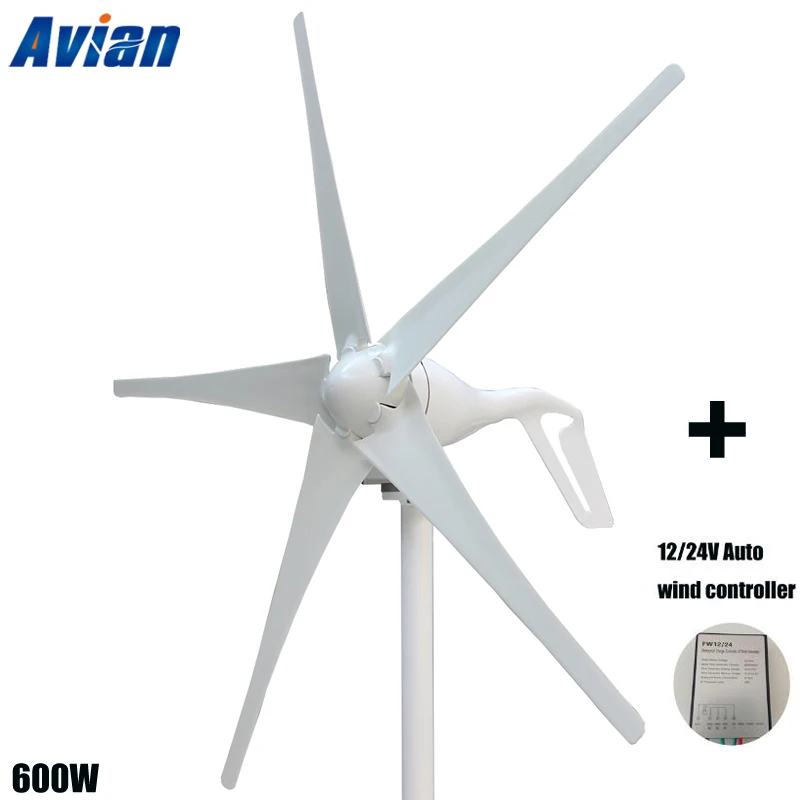 600w Wind Generator 3/5 Blades 12v 24v Power For Home Use Monitoring