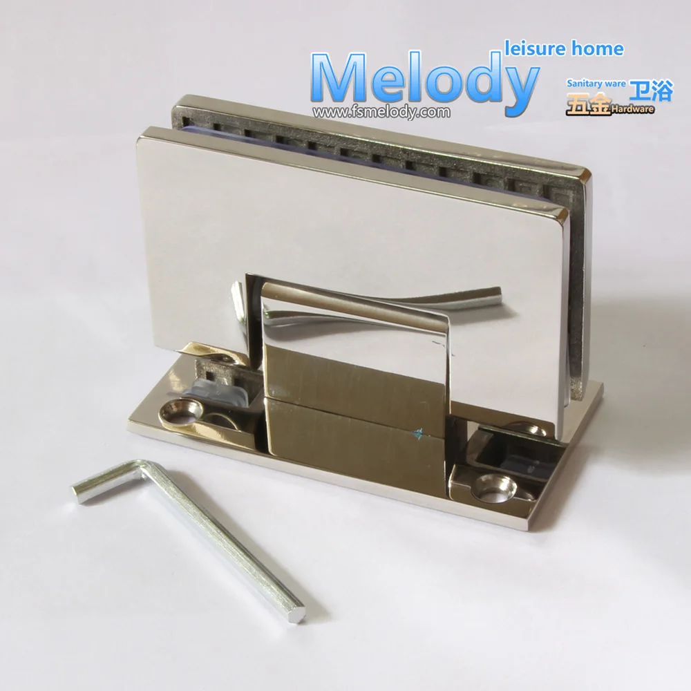 H90 Frameless Shower Door screen 10 years Warranty Wall to Glass Offset Square Geneva Cutout Glass Hinge-Polished Chrome
