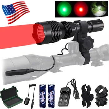 Gun Light 3 in 1 L2 White/T6 Green/XPE Red Tactical hunting Flashlight+Picatinny Rifle Scope Airsoft Mount+Switch+18650+Charger 10w ir 940nm infrared night vision hunting flashlight led outdoor tactical weapon torch 18650 charger 3 rifle scope mount switch