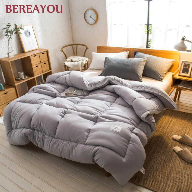 

High Grade Duvets White Solid Color Blanket Comforter Bedding Filler Polyester Cover Thickened Quilt For Single Double Hotel