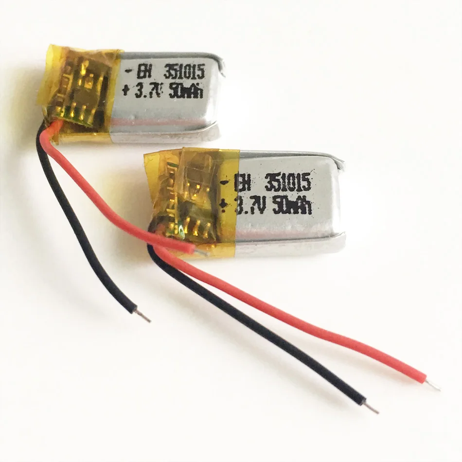 2 шт 3,7 v 50mAh литий-полимерная LiPo аккумуляторная батарея для DIY Mp3 наушников bluetooth рекордер гарнитура 351015