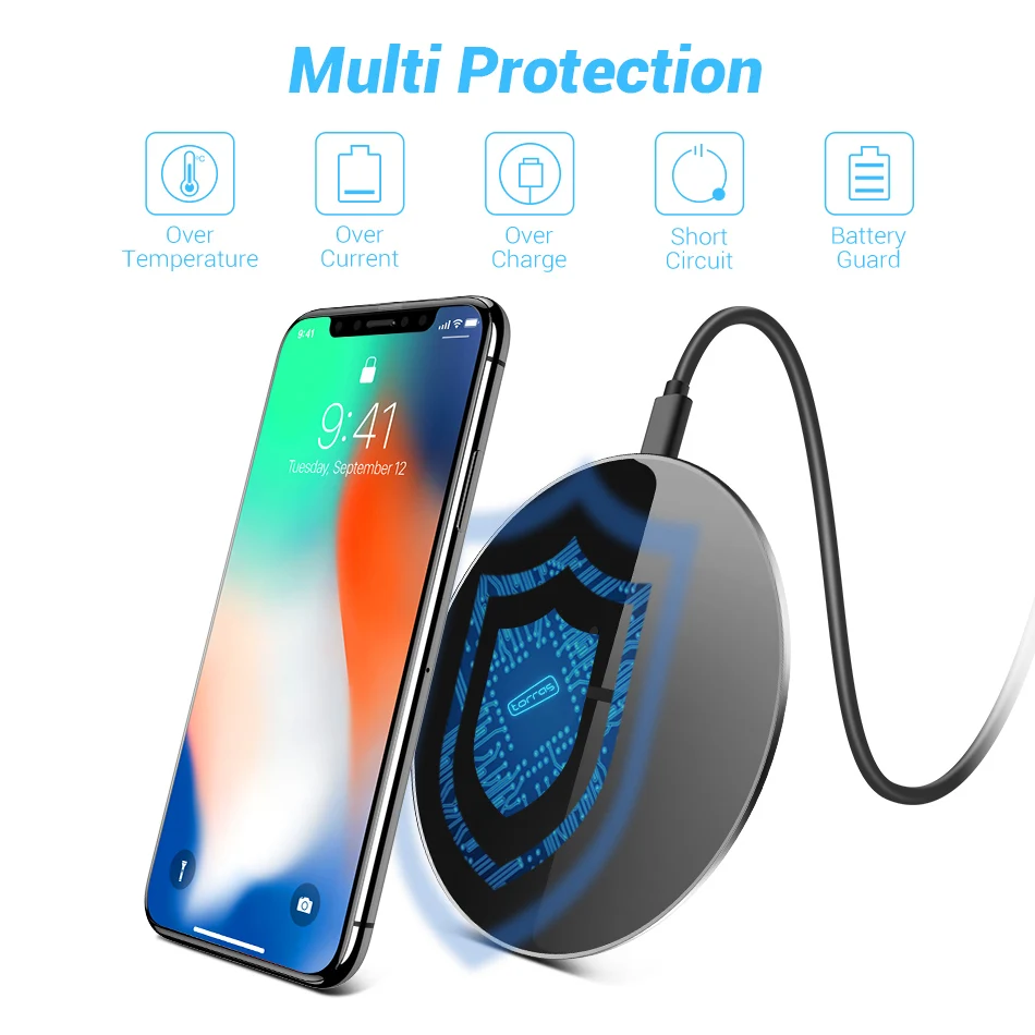 Torras Оригинал Ци Беспроводной Зарядное устройство для iPhone x 8 плюс тонкий быстро 10