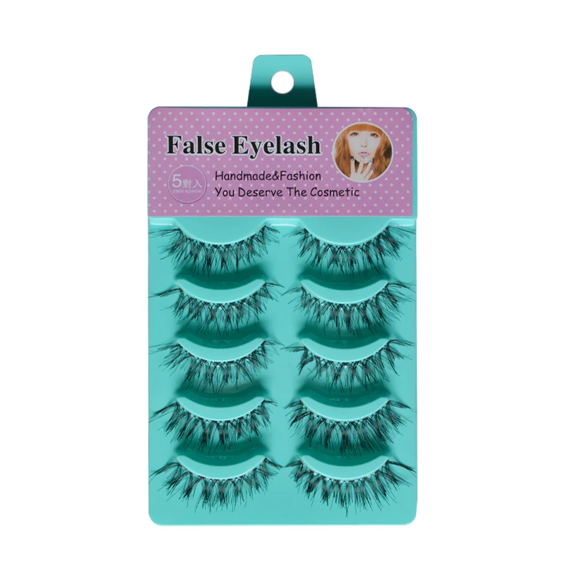 5pairs False Eyelashes Set Hand Made Crisscross Eye Lash Extension Tools False Strip Lashes Beauty Essentials 2