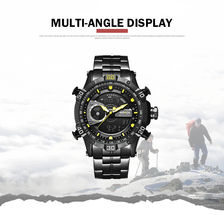 

WEIDE Luxury Brand Watch Sport Men Digital Stainless Steelin Quartz Watch Man Waterproof Army Alarm Clock Automatic Self-Wind