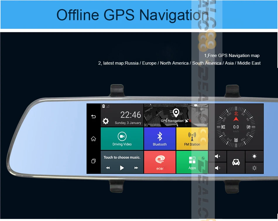 Dealcoo 3g 7 &quotCar Камера DVR Bluetooth Авто gps Двойной объектив Зеркало заднего вида видео