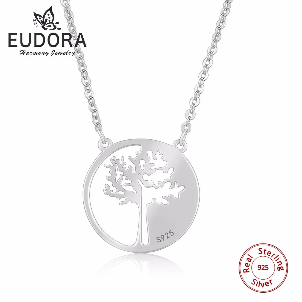 EUDORA Եզակի կոշտ 925 մաքուր ստերլինգ արծաթագույն կյանքի կյանքի բախտի կախազարդ մանյակ կանանց համար Աղջիկների համար բավականին նուրբ զարդեր Զարմանալի նվեր