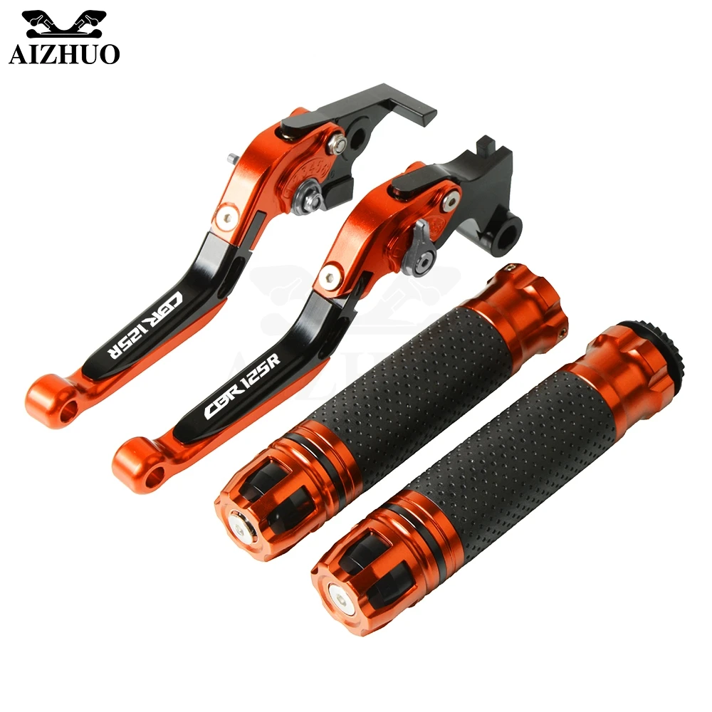 orange 1 Motorcycle Brake Clutch Lever Extendable+Handle Grip Handlebar For HONDA CBR125R CBR 125R CBR 125 R CBR125 R 2011- 2012 2013 - Color: orange 1