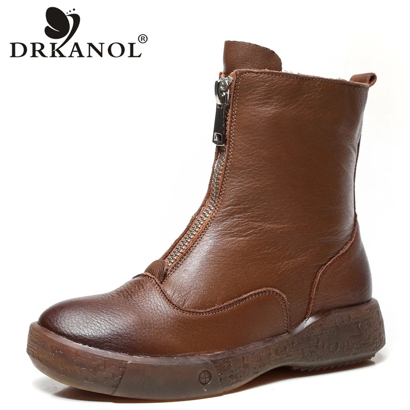 soft leather flat ankle boots