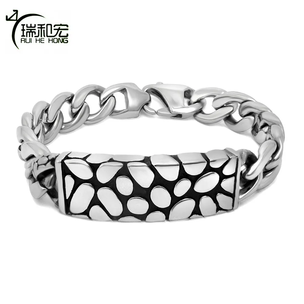 Vintage Polishing Titanium Steel Bracelet Charm Label Men Bracelet