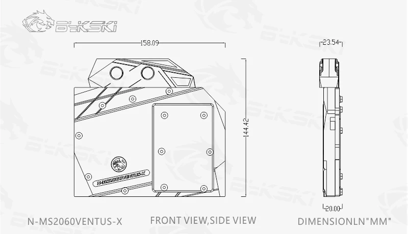 BYKSKI водного блока использовать для MSI GeForce RTX2060 VENTUS XS/полное покрытие видеокарты радиатор медный блок/RGB светильник AURA