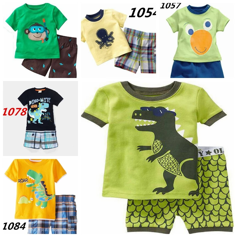 

New Green Dino Children Clothes Sets Dinosaur Boys Pajamas Suit Summer Baby Boy pijama Kid pyjama Infant clothing set