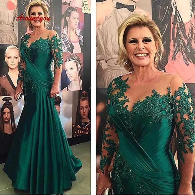 Groene Lange Mouwen Lace Moeder van de Bruid Jurken voor Bruiloften Mermaid Sexy Jassen Bruidegom Godmother Diner Jurken 2019 Groene Lange Mouwen Lace Moeder van de Bruid Jurken voor Bruiloften Mermaid Sexy Jassen Bruidegom Godmother Diner Jurken 2019