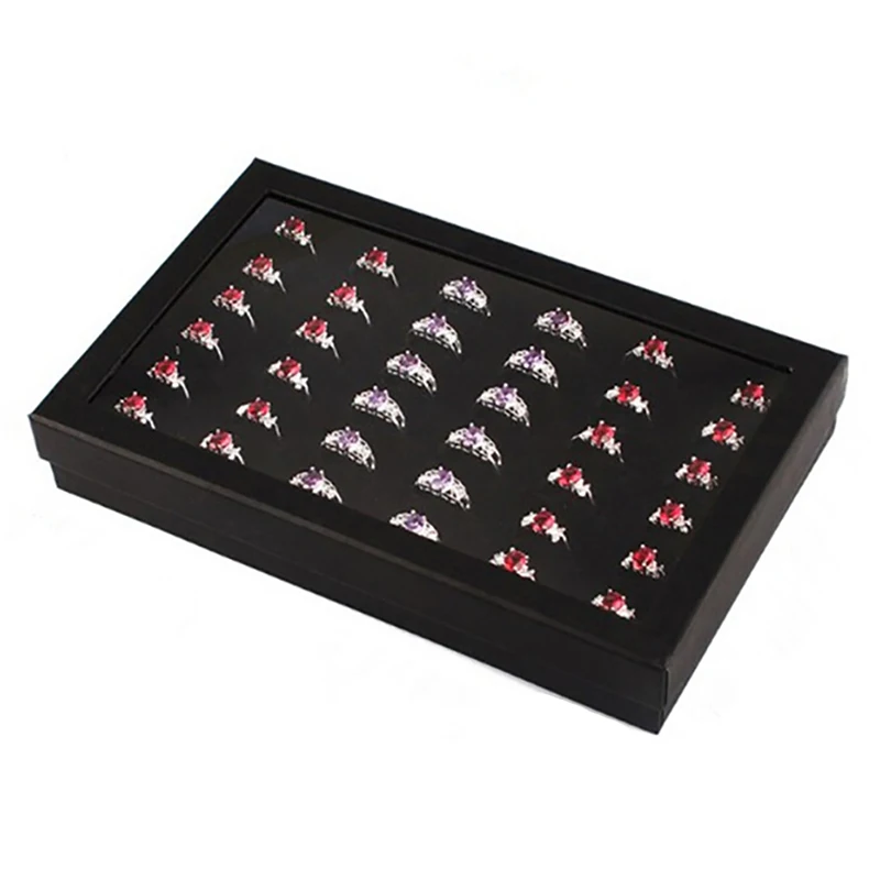 36 Slots Earring Case Display Jewelry Organizer Tray Ring Box Storage 21.7x13.5x3cm