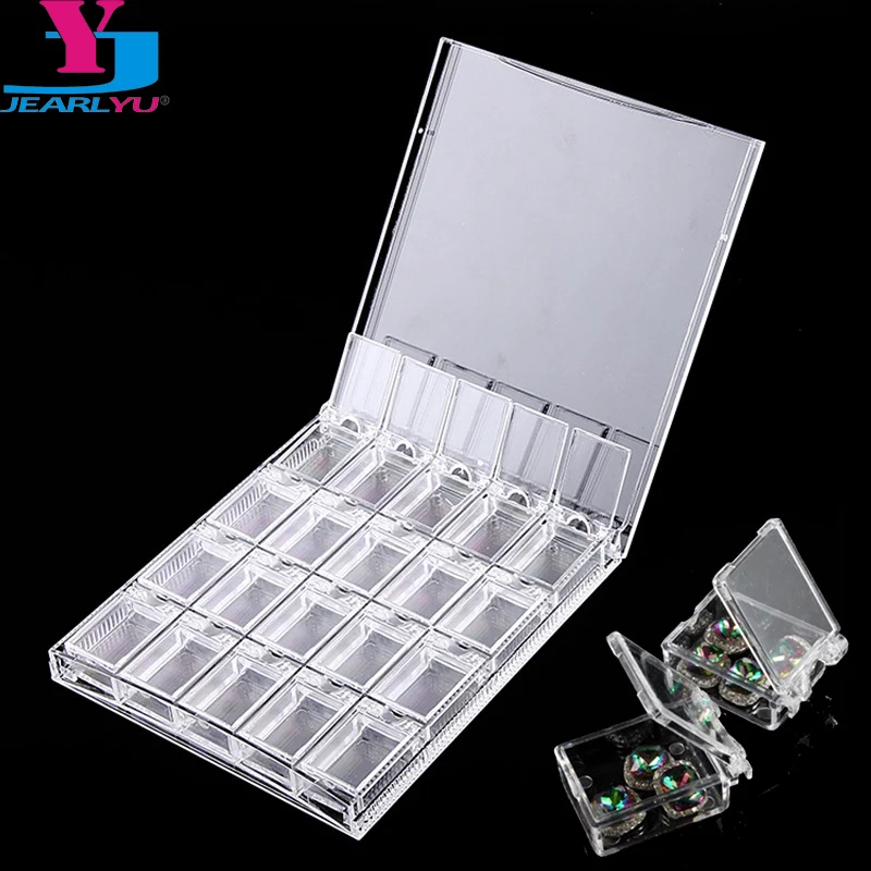 

20 Separate Slots Clear Empty Storage Box Nail Art Rhinestones Jewelry Beads Container Case Manicure Organizer DIY Acrylic Tools