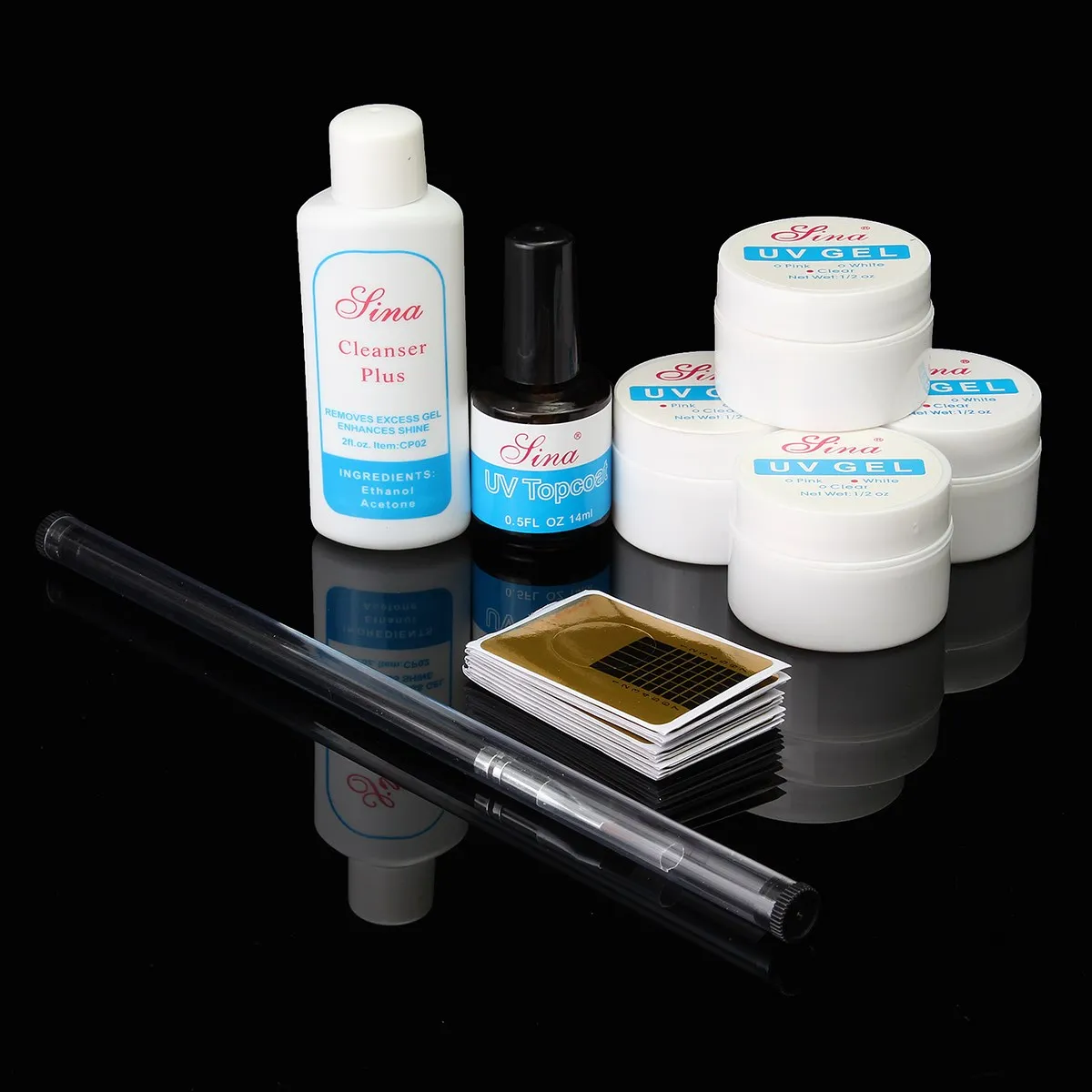 

Nail Art Set UV Gel Primer Builder Top Coat Cleanser Plus Brush Forms Base Manicure Tool Sets Kit High Quality New Hot