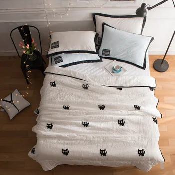 

3/4 piece Summer Quilt Bedding Thin Throws Cartoon Air Conditioning Quilting Comforter Blankets Animal Print Duvet Quilts