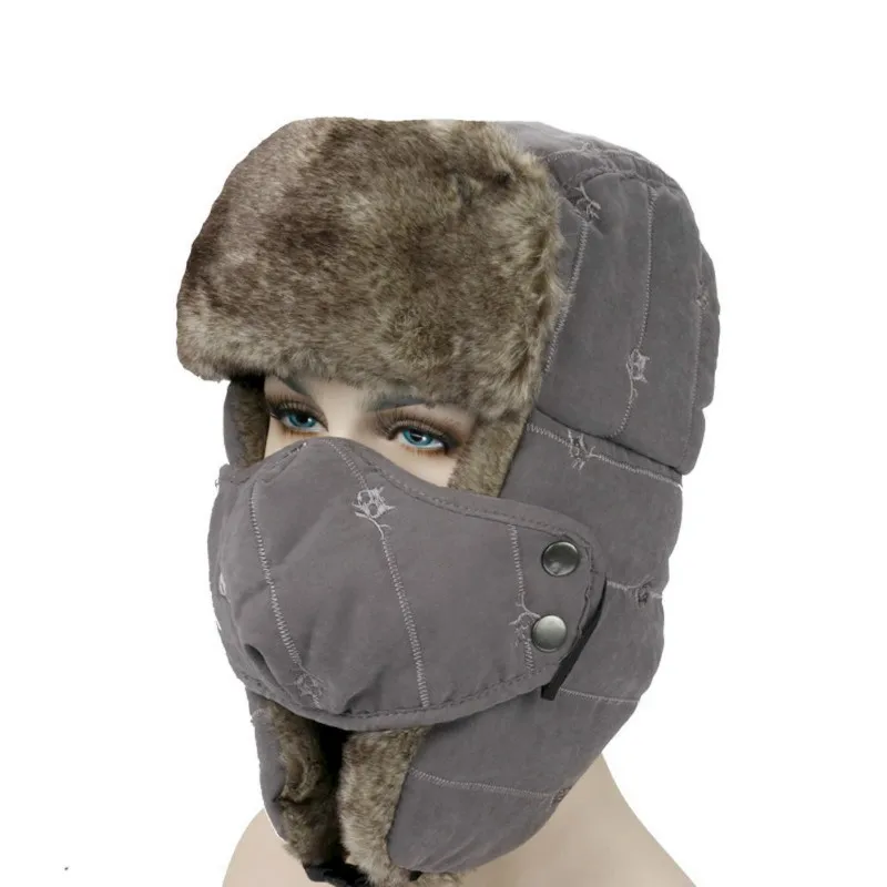 Jeff & Aimy Mens Invierno Trapper Caza Sombrero Oído Flaps Rusia Ushanka Clima frío esquí Bombardero Viaje Gris 