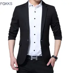 FGKKS новый бренд Для мужчин Slim Fit костюм осень мужской Бизнес Блейзер элегантный Жених танцевальное платье для вечеринки костюм пальто