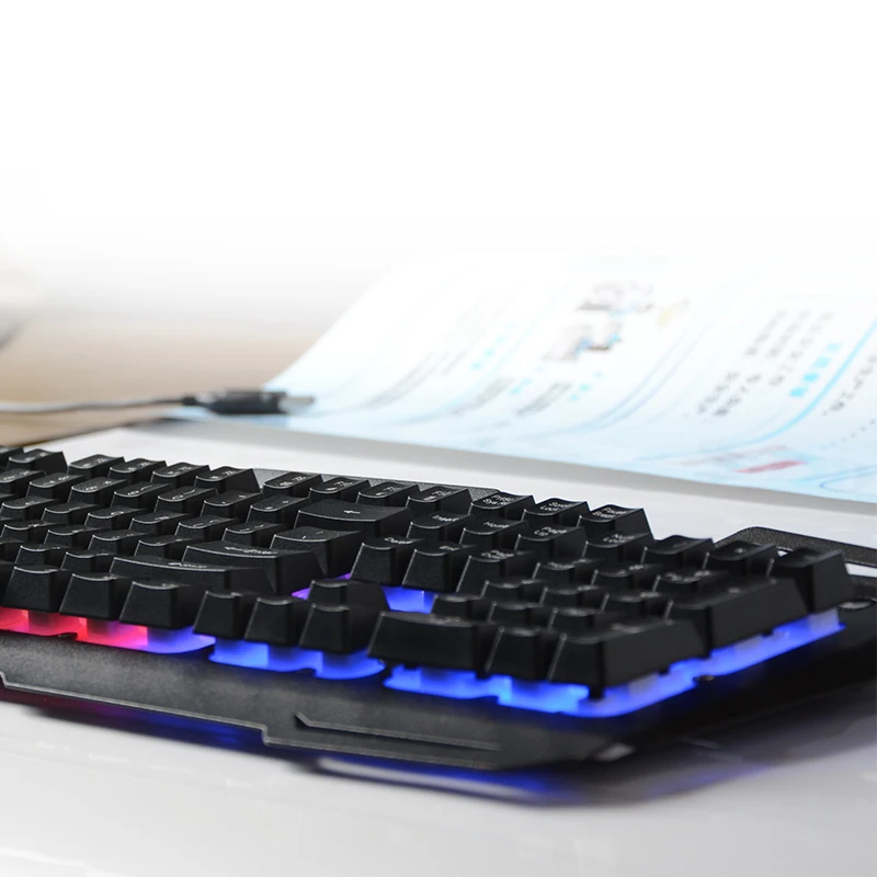Wired USB gaming Keyboard 104 Keysbacklit keycaps Metal Panel Floating Backlit Keyboard Multimedia