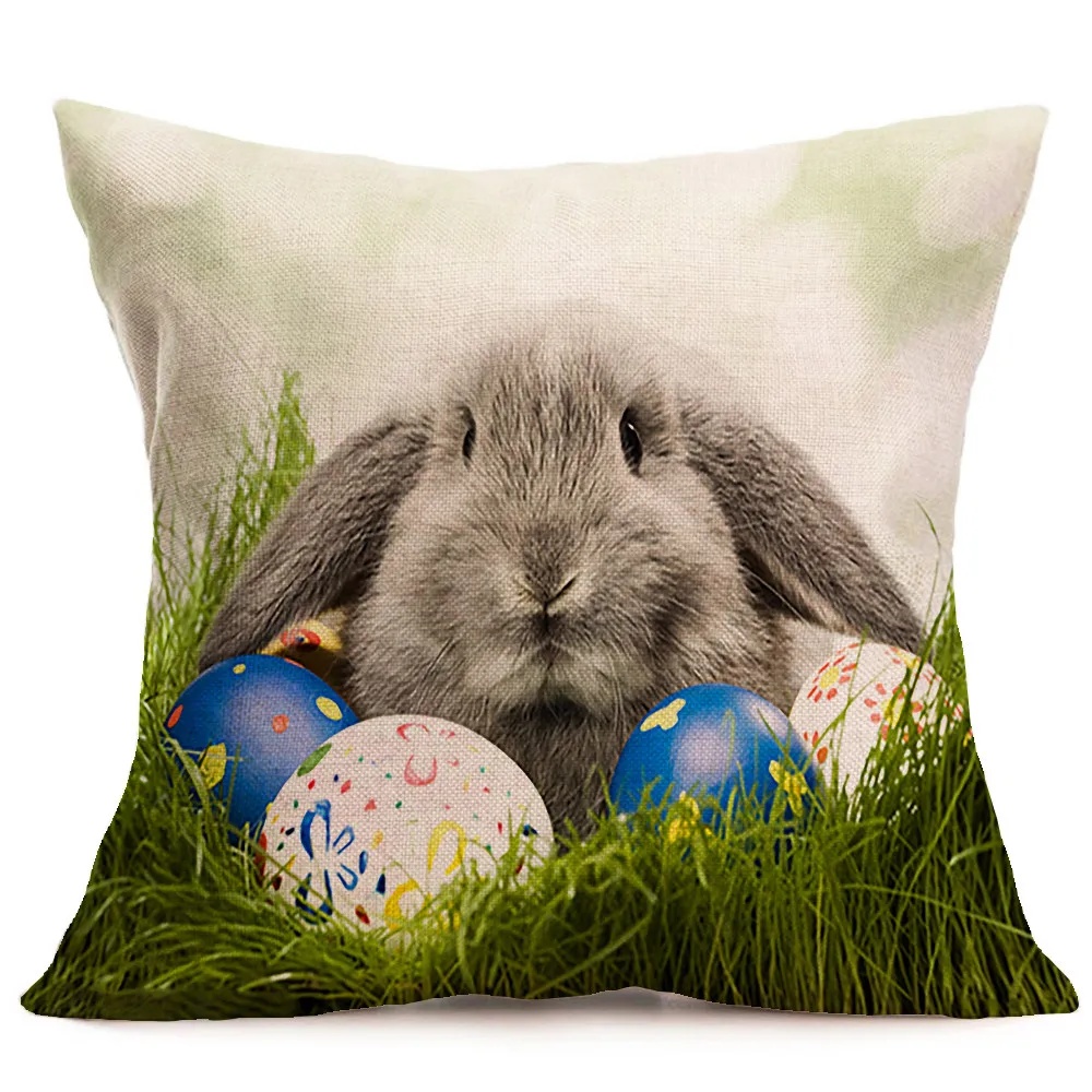 

Easter Sofa Bed Home Decoration Festival Pillow Case Cushion Cover Easter Bunny Rabbit Easter Egg Printed Pillow cover 18Nov