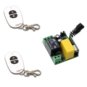 

Latest AC220V 1CH Wireless Remote Control Switch System New Receiver Board &2pcs Two-button Waterproof Remote Control 315/433mhz