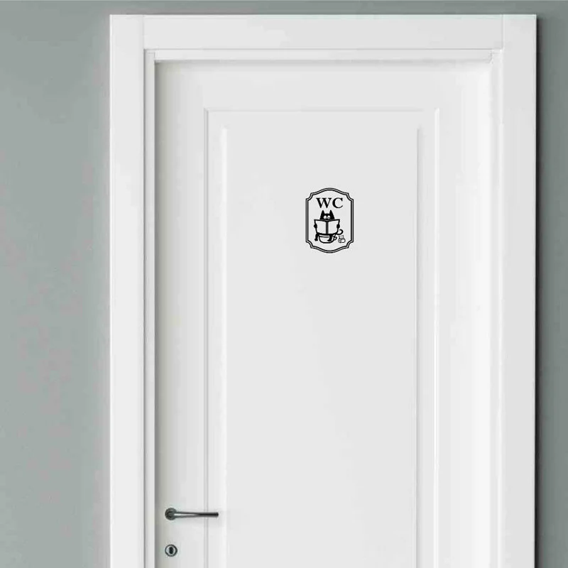 gatto divertente bagno adesivi toilette stile di modo del vinile adesivi per porte 2ws0040china