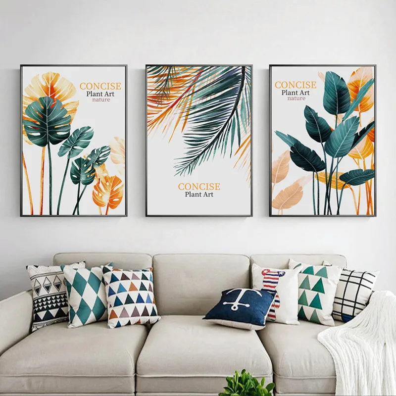 Leaves Plants Canvas Print Poster Bedroom Living Room Wall Picture Home Decor 