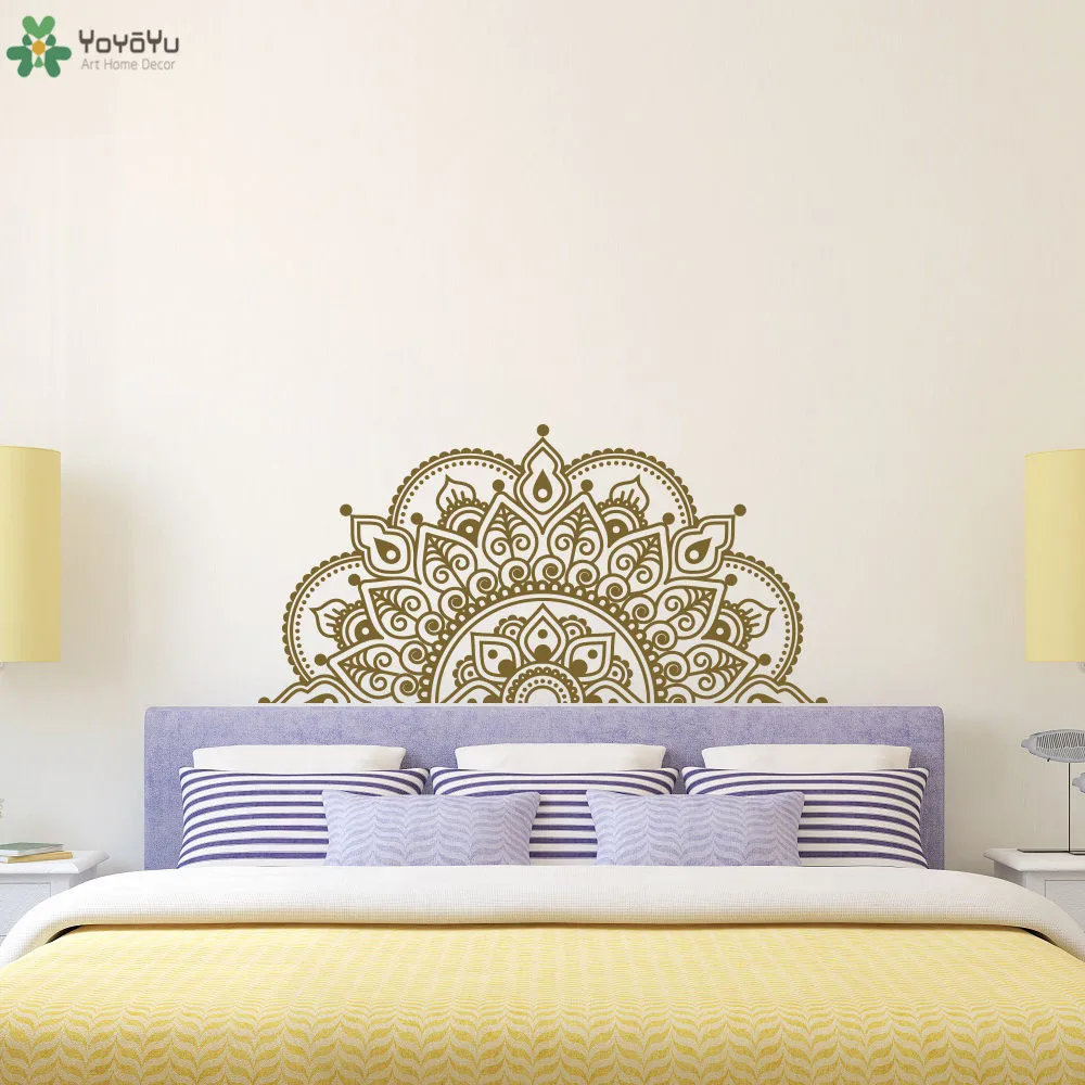 

Half Mandala Flower Wall Decal Modern Design Buddha Vinyl Moraccan Headboard Wall Sticker Master Bedroom Home Decor Art DIYSY203