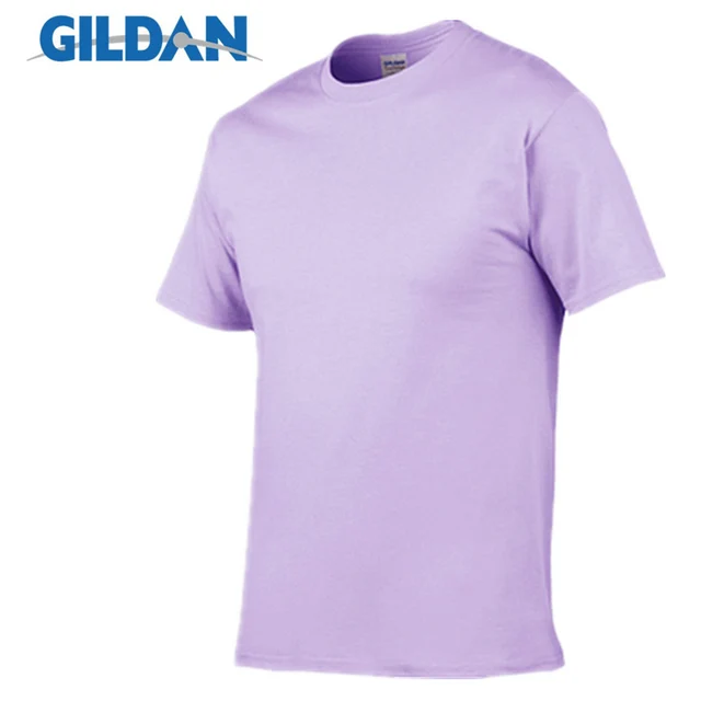 1 PCS Gildan Quality Men's Summer 100% Cotton T-Shirt Men Casual Short Sleeve O-Neck T Shirt Comfortable Solid Tops Tees Orchid purple