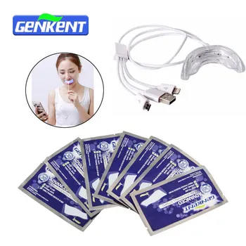 

New Teeth Whitening Device Set 1PCS Smart 3USB LED for Android IOS Dental Bleaching System + 7 Pouches Tooth Whitening Strips
