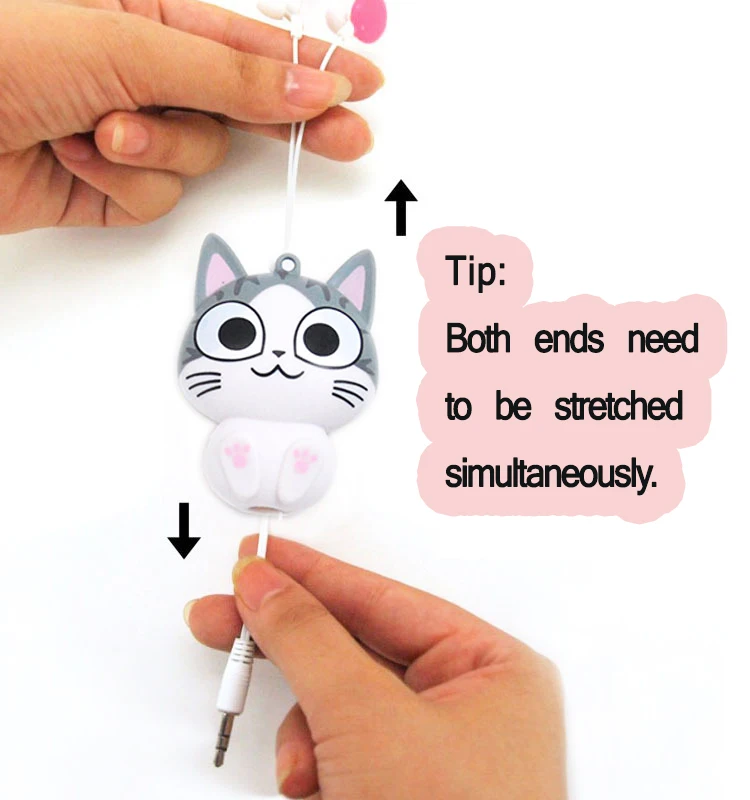 New In-ear Earphones Cute Cartoon Cat Panda Cheese Earplugs Retractable Automatic Headset for Iphone Android Kid Girls Gifts (4)
