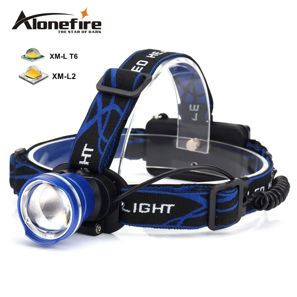 Koop AloneFire HP87 Koplamp Cree XM L T6 L2 U3 LED 5000lm Zoom Head lamp Waterdichte Head light Koplamp Oplaadbare 18650 batterij